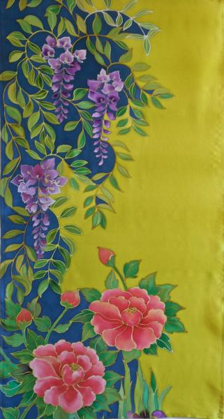 Hellenne Vermillion - Wisteria & Peony wall hanging