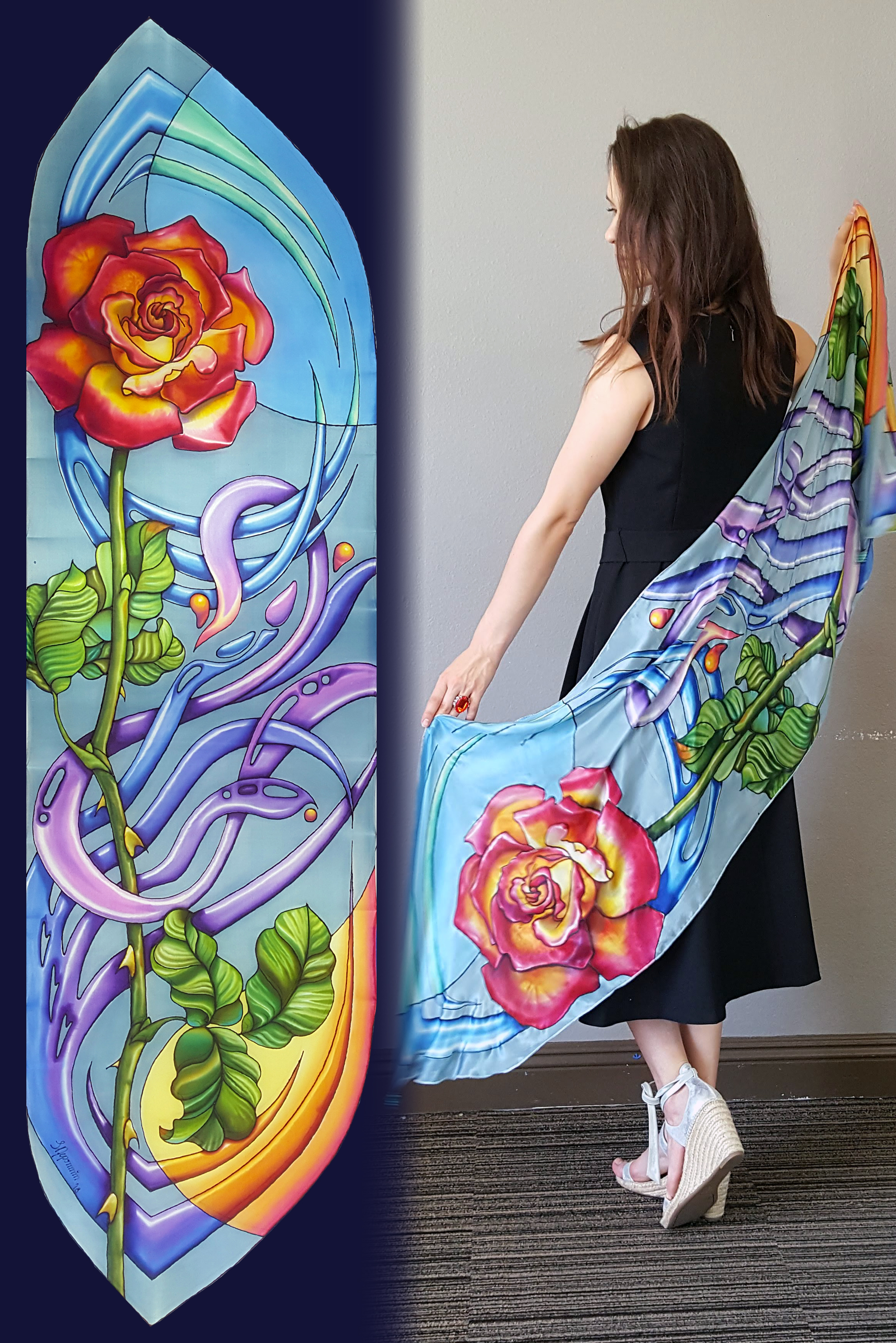 Serge Nepomnin.Roses Shawl painting for drawing workshop